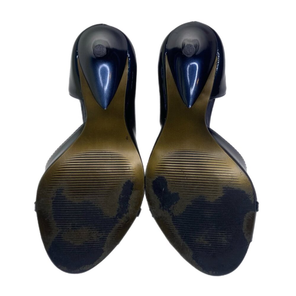 Carlos Roulette Navy Stiletto Heels with Peep Toe Size 6.5 M - Picture 10 of 13